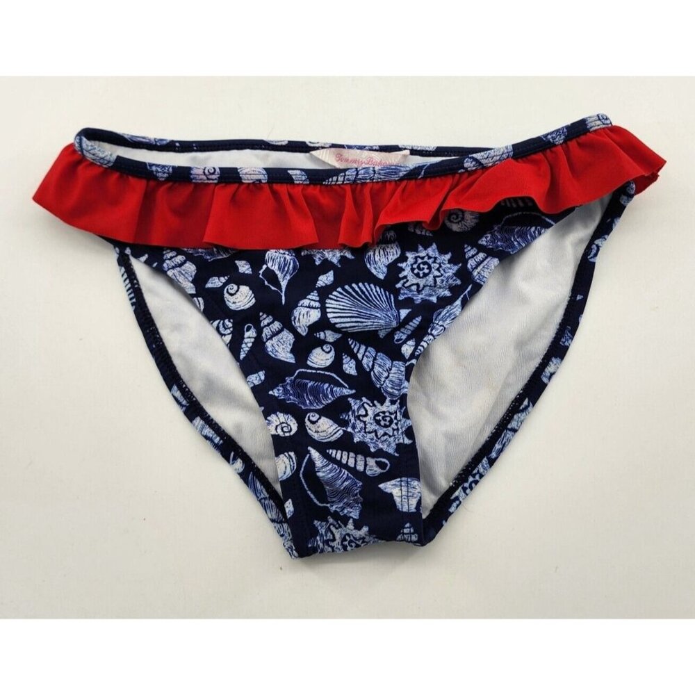 Tommy Bahama Girls Bikini Swimsuit Bottoms Ruffle Red/White/Blue Nautical Sz 12